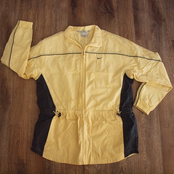 Nike Coat Women's Medium Yellow Windbreaker Vintage Full Zip Light Weight - Picture 1 of 11